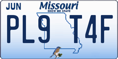 MO license plate PL9T4F