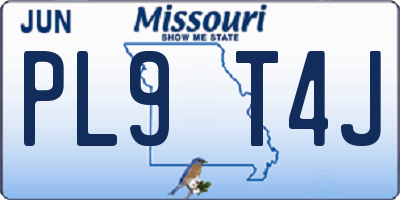 MO license plate PL9T4J