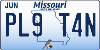 MO license plate PL9T4N