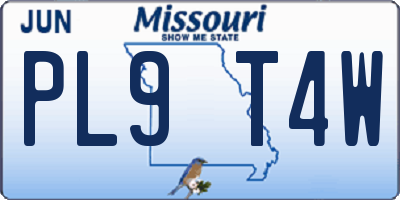 MO license plate PL9T4W