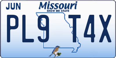 MO license plate PL9T4X