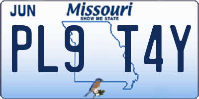 MO license plate PL9T4Y