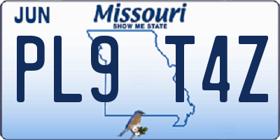 MO license plate PL9T4Z