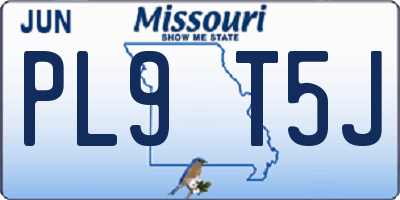 MO license plate PL9T5J