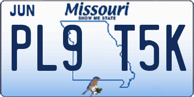 MO license plate PL9T5K