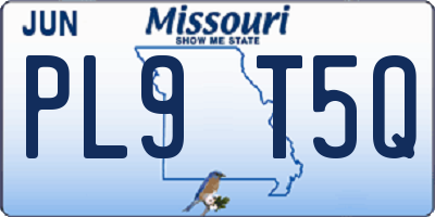 MO license plate PL9T5Q