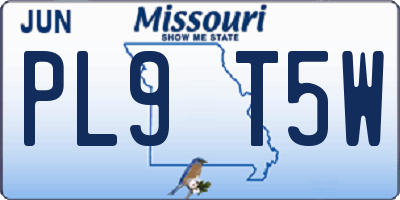 MO license plate PL9T5W