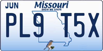 MO license plate PL9T5X