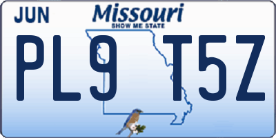 MO license plate PL9T5Z