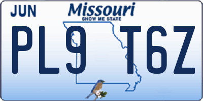 MO license plate PL9T6Z