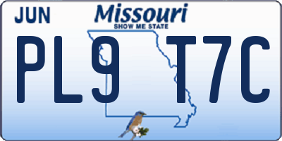 MO license plate PL9T7C