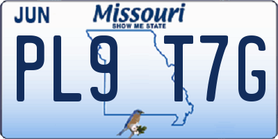 MO license plate PL9T7G