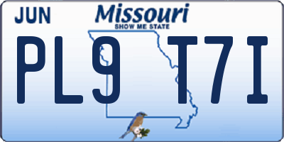 MO license plate PL9T7I