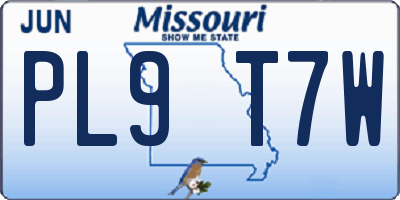 MO license plate PL9T7W