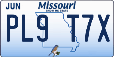 MO license plate PL9T7X