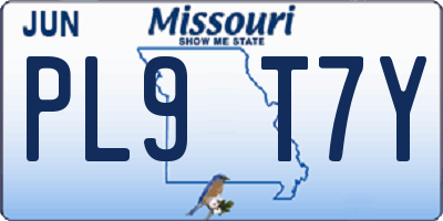 MO license plate PL9T7Y