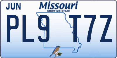 MO license plate PL9T7Z