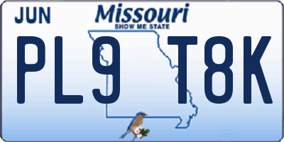 MO license plate PL9T8K