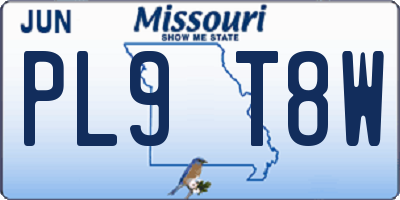 MO license plate PL9T8W
