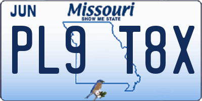 MO license plate PL9T8X