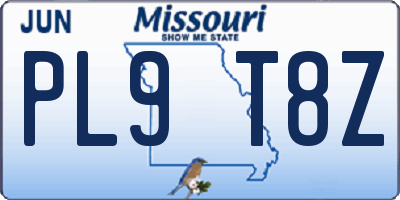 MO license plate PL9T8Z