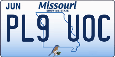 MO license plate PL9U0C