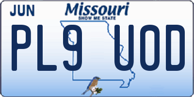 MO license plate PL9U0D