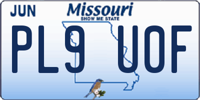 MO license plate PL9U0F