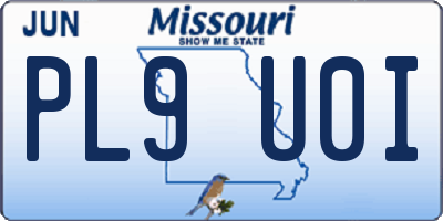 MO license plate PL9U0I