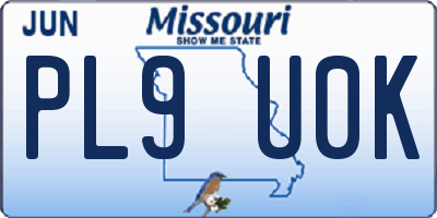 MO license plate PL9U0K