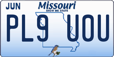 MO license plate PL9U0U