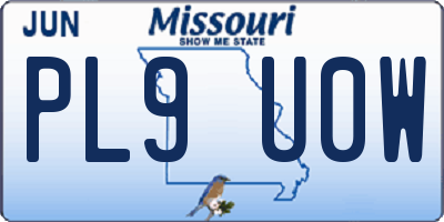 MO license plate PL9U0W
