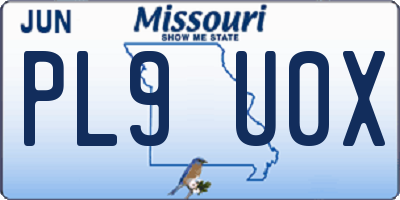 MO license plate PL9U0X