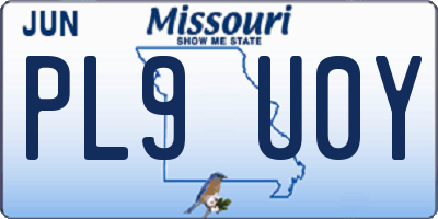 MO license plate PL9U0Y