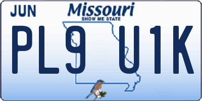MO license plate PL9U1K