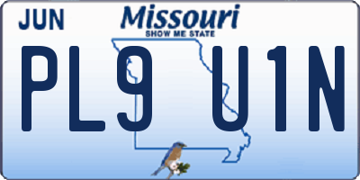 MO license plate PL9U1N