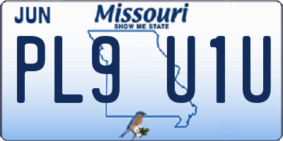 MO license plate PL9U1U