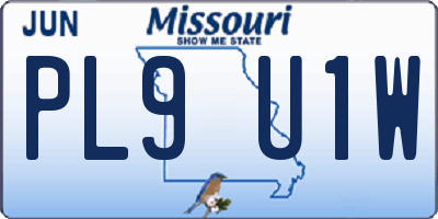 MO license plate PL9U1W
