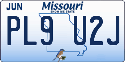 MO license plate PL9U2J