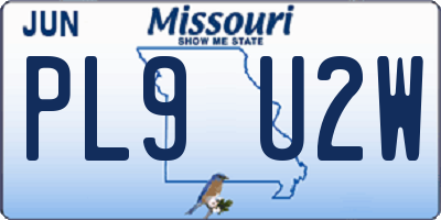 MO license plate PL9U2W