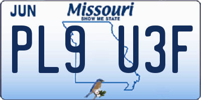MO license plate PL9U3F