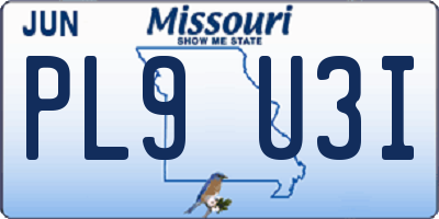 MO license plate PL9U3I