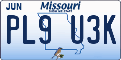 MO license plate PL9U3K