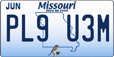 MO license plate PL9U3M