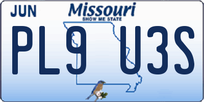MO license plate PL9U3S