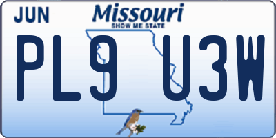 MO license plate PL9U3W