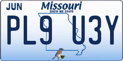 MO license plate PL9U3Y