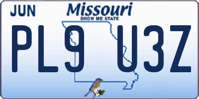 MO license plate PL9U3Z