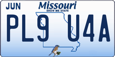 MO license plate PL9U4A