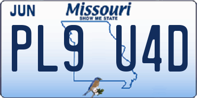 MO license plate PL9U4D